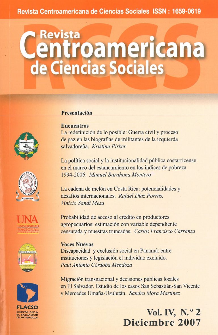 Revista de Ciencias Sociales No. 2 Vol. IV. Diciembre 2007