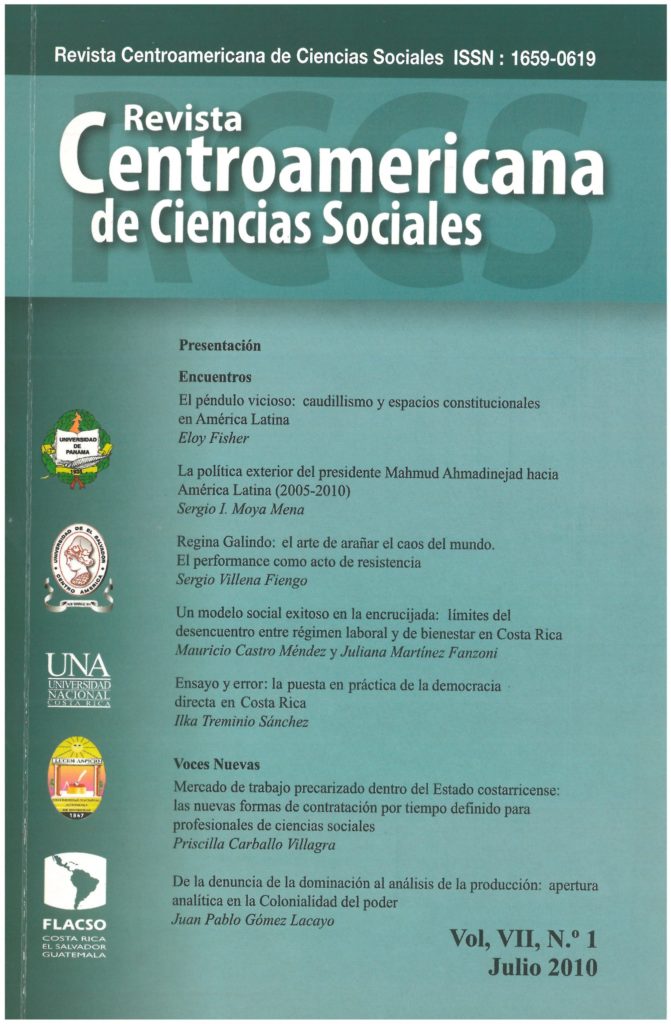 Revista de Ciencias Sociales No.1 Vol. VII. Julio 2010